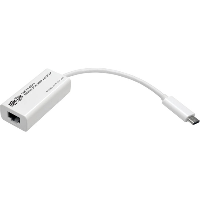 Tripp Lite USB-C to Gigabit Ethernet NIC Network Adapter 10/100/1000 Mbps White