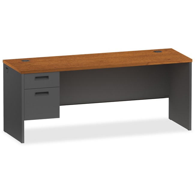 Lorell Cherry/Charcoal Pedestal Credenza