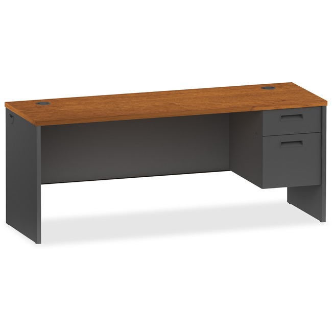Lorell Cherry/Charcoal Pedestal Credenza