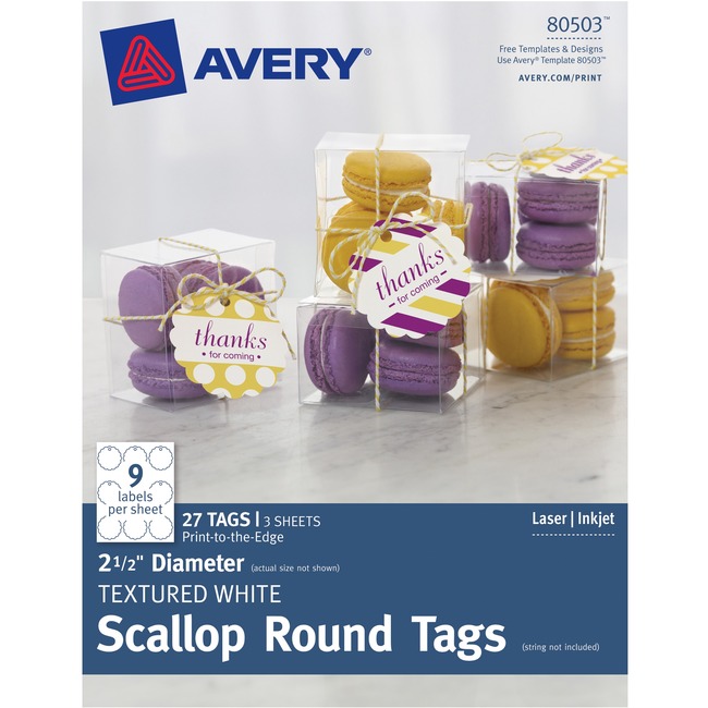 Avery® Textured Scallop Round Tags