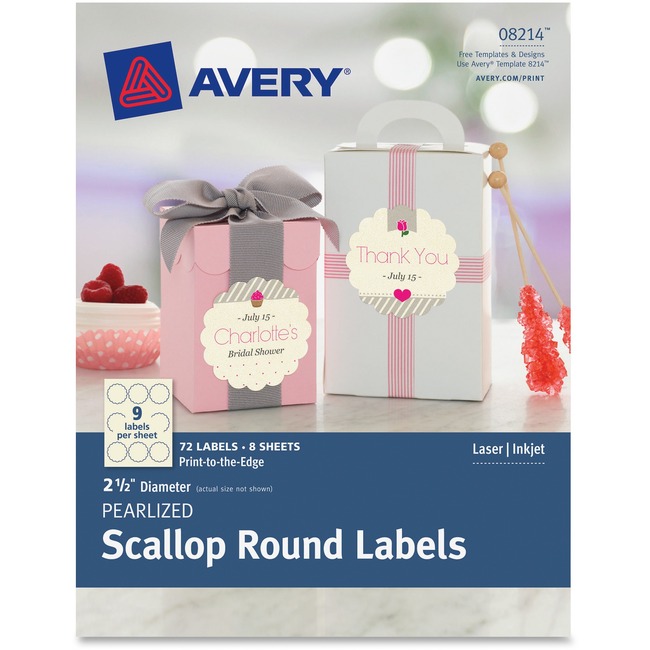 Avery Pearlized Ivory Print-to-the-Edge Scallop Round Labels