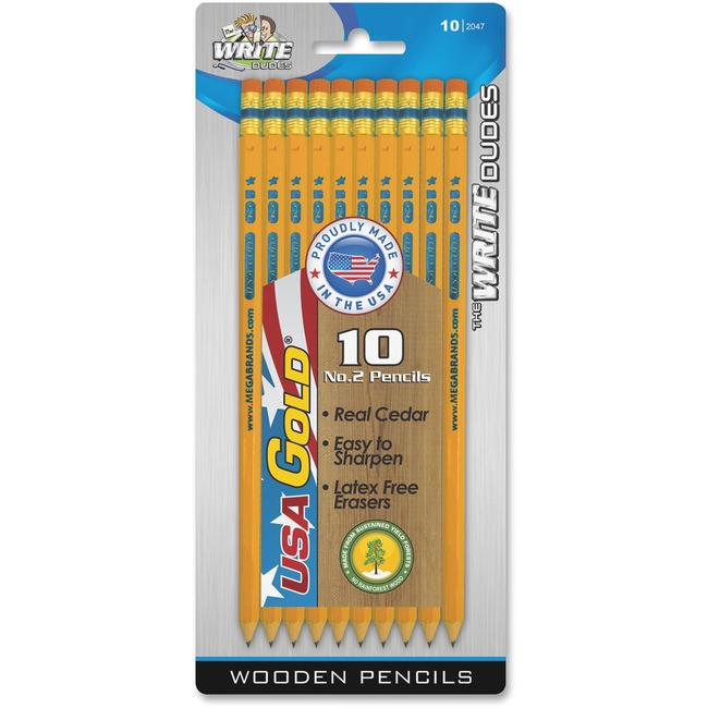 Mega Brands Write Dudes USA Gold #2 Pencils 10 Count