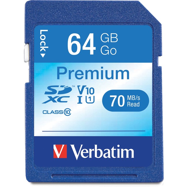 Verbatim 64GB Premium SDXC Memory Card, UHS-I Class 10