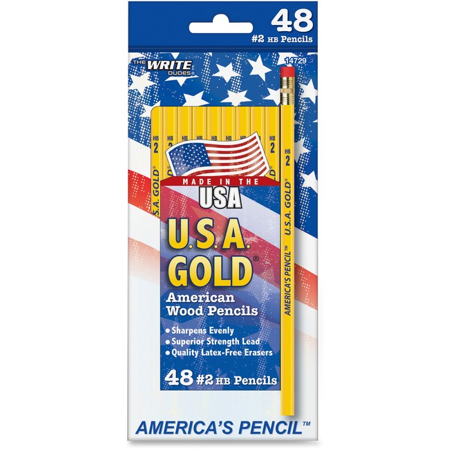 The Write Dudes USA Gold American Wood Pencils