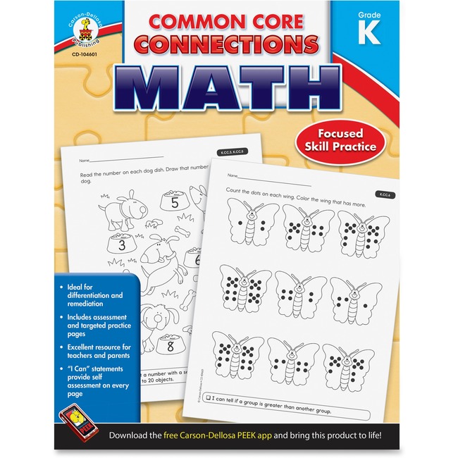 Carson-Dellosa Common Core Connections Gr K Math Workbook Education Printed Book for Mathematics