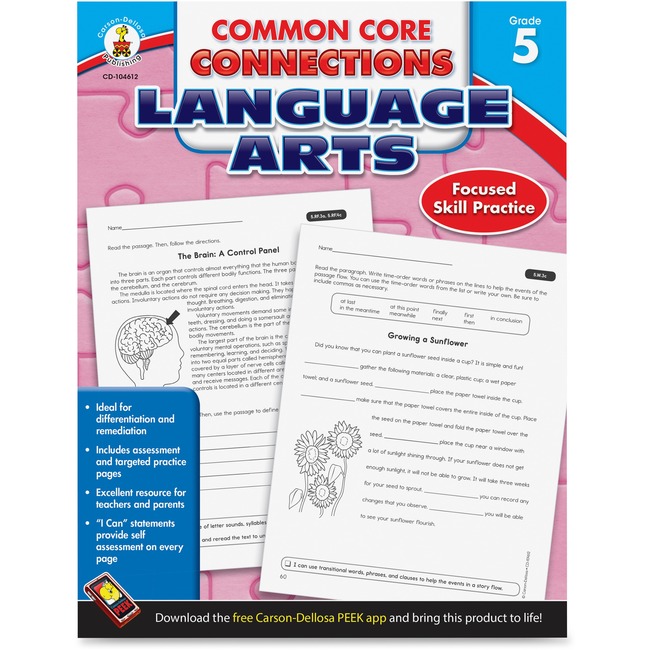 Carson-Dellosa CCC Grade 5 Language Arts Workbook Learning Printed Book for Art - English