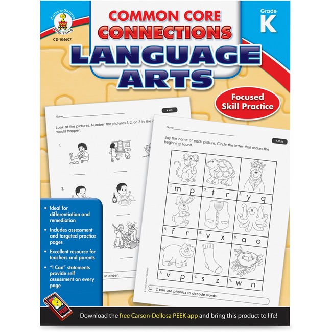 Carson-Dellosa CCC Grade K Language Arts Workbook Learning Printed Book for Art - English