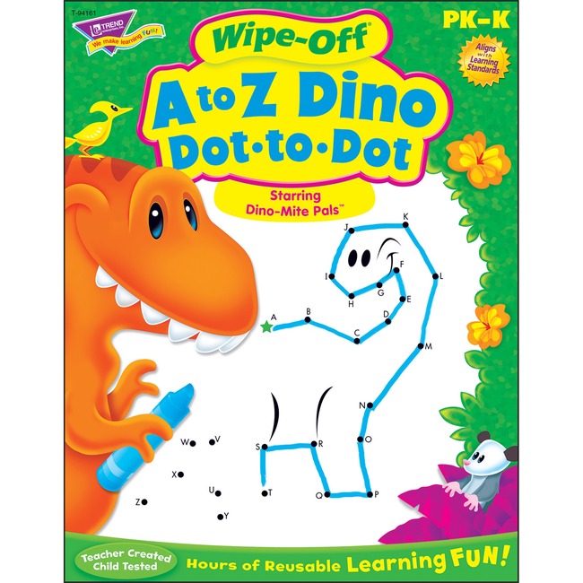 Trend A to Z Dino Dot to Dot Wipe-off Book Learning Printed Book