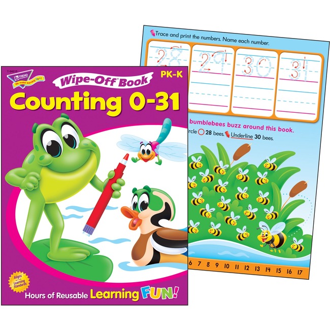 Trend Counting 0 to 31 Wipe-off Book Learning Printed Book