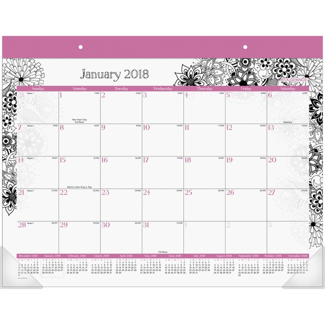 At-A-Glance FloraDoodle Monthy Desk Pad