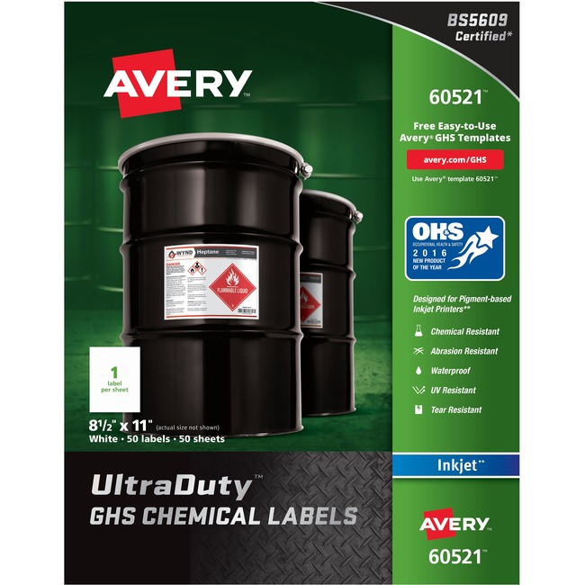Avery® UltraDutyc GHS Chemical - Pigment-Based Inkjet