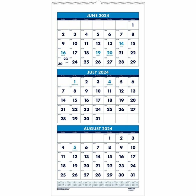 House of Doolittle Three-month Horizontal Wall Calendar