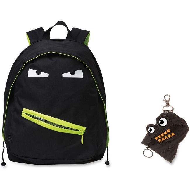 ZIPIT Grillz Carrying Case (Backpack) for Books, Binder, Clothing, Tablet, Snacks, Bottle, School - Black