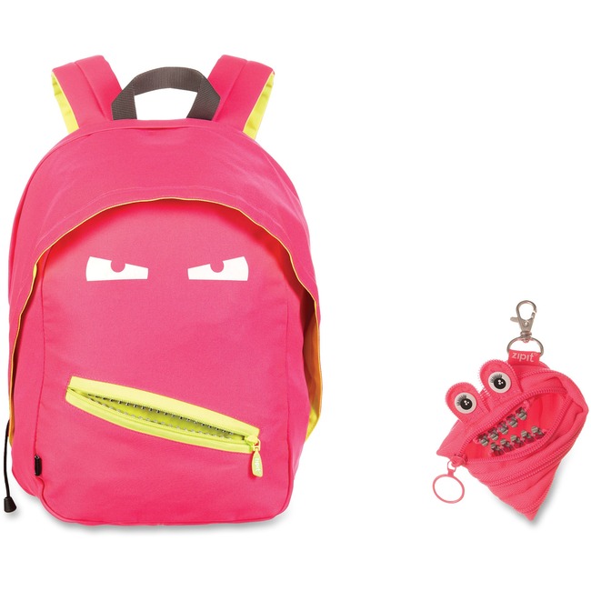ZIPIT Grillz Carrying Case (Backpack) for Books, Binder, Clothing, Tablet, Snacks, Bottle, School - Pink