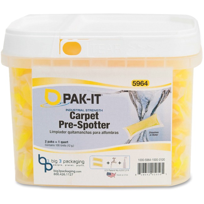 Big 3 Packaging Pak-It Carpet Pre-Spotter Packs