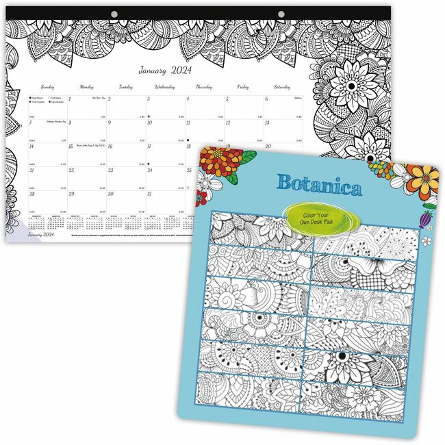 Blueline Botanica Design Monthly Desk Pad