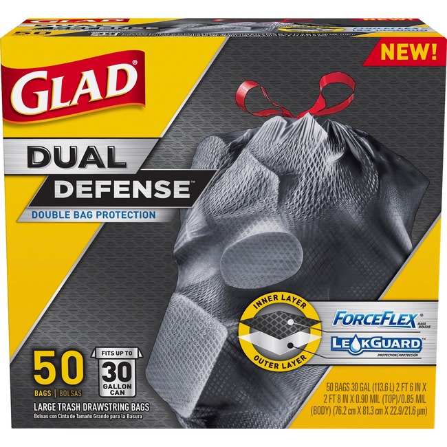 Glad Dual Defense Drawstring Large Trash Bags