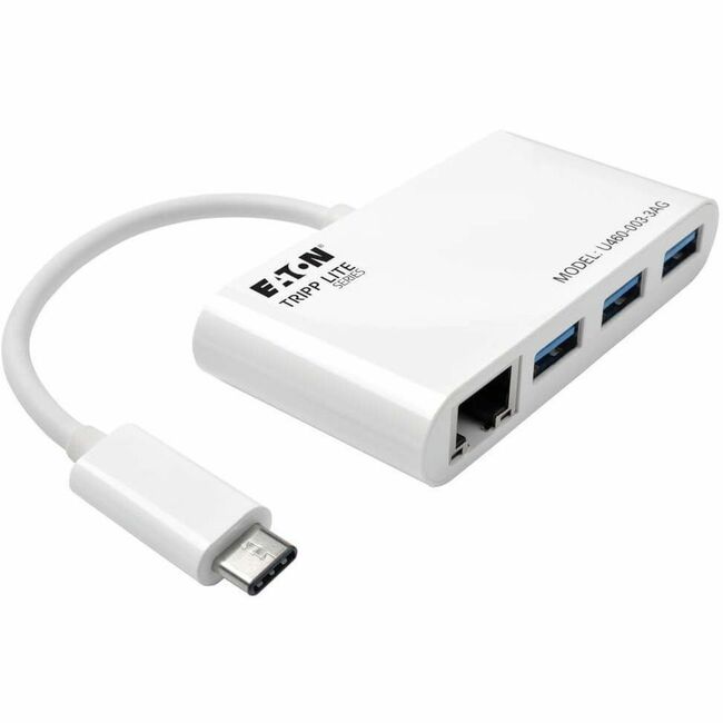 Tripp Lite 3-Port USB-C to USB-A Hub Portable w/ Gigabit Ethernet Port RJ45
