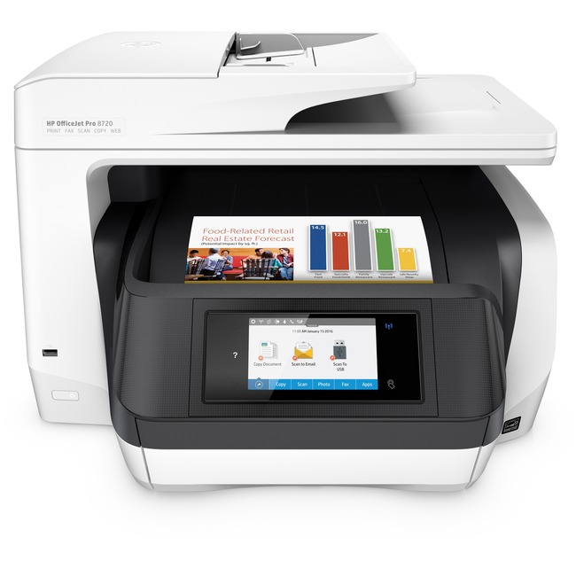 HP Officejet Pro 8720 Inkjet Multifunction Printer - Color - Plain Paper Print - Desktop