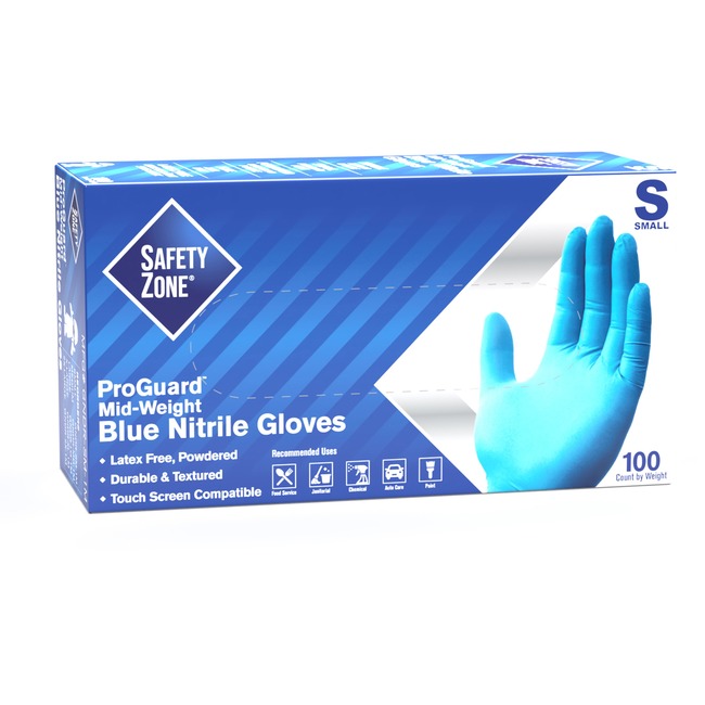 Safety Zone Powdered Blue Nitrile Gloves