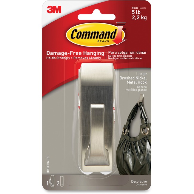 Command™ Large Modern Reflections Hook, Brushed Nickel