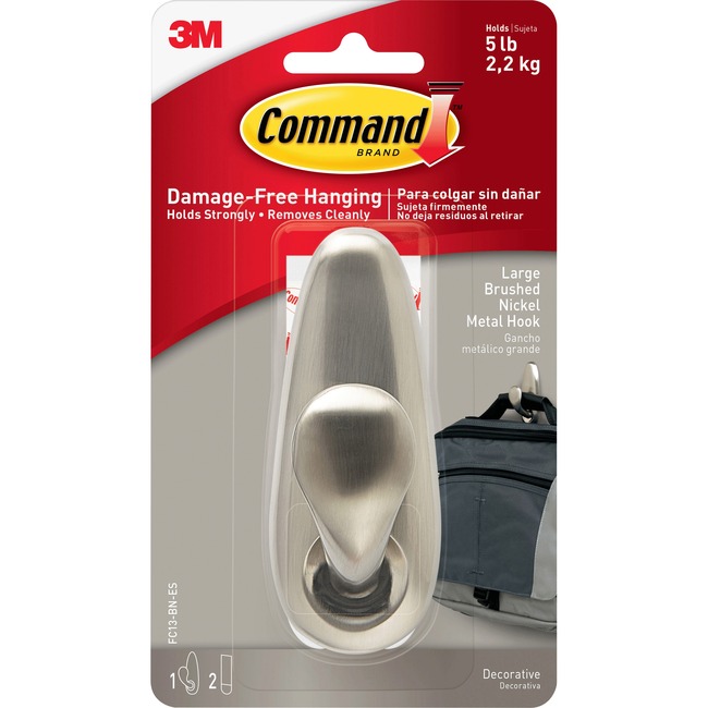 Command™ Large Forever Classic Hook, Brushed Nickel
