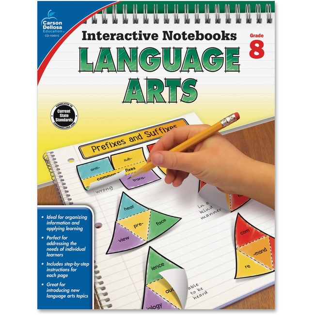 Carson-Dellosa Grade 8 Language Arts Interactive Notebook Interactive Education Printed Book for Art