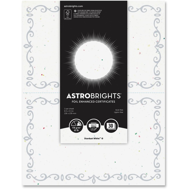 Astrobrights Foil Enhanced Certificates 2-Up - Stardust-Swirl Design - Cardstock