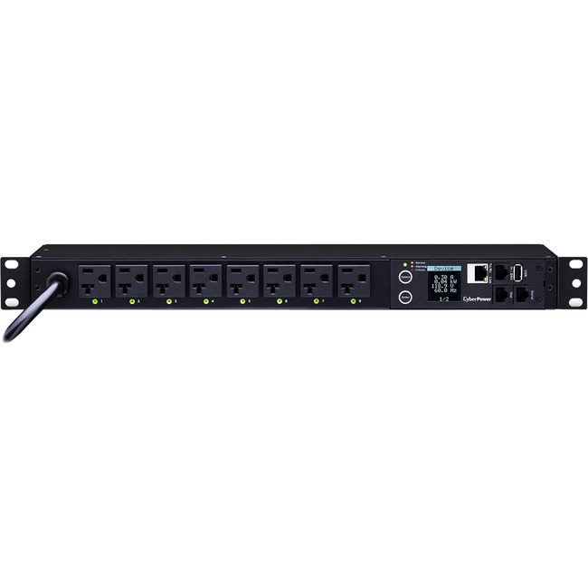 CyberPower PDU81002 8-Outlet PDU - NEMA 5-20P - 8 x NEMA 5-20R - 120 V AC - Network (RJ-45) - 1U - Rack-mountable