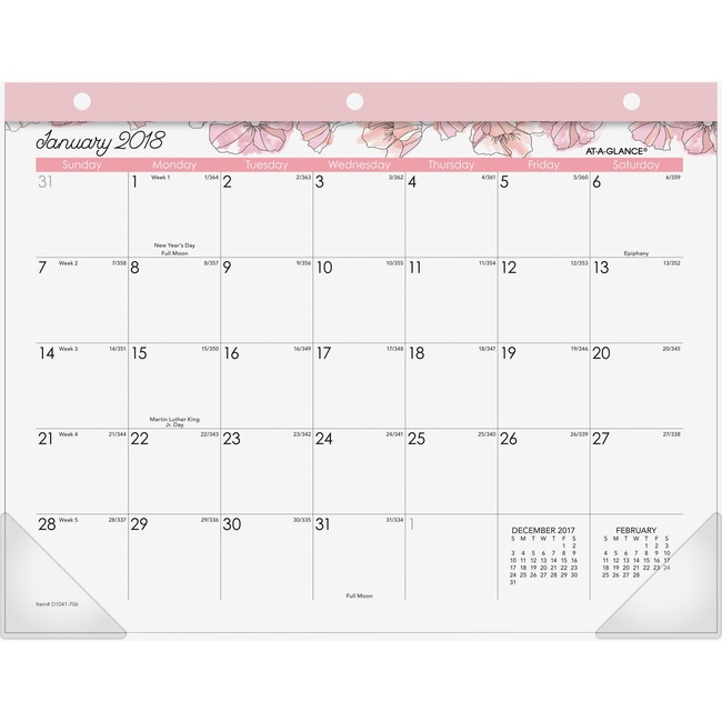 At-A-Glance Blush Collection Compact Monthly Desk Pad