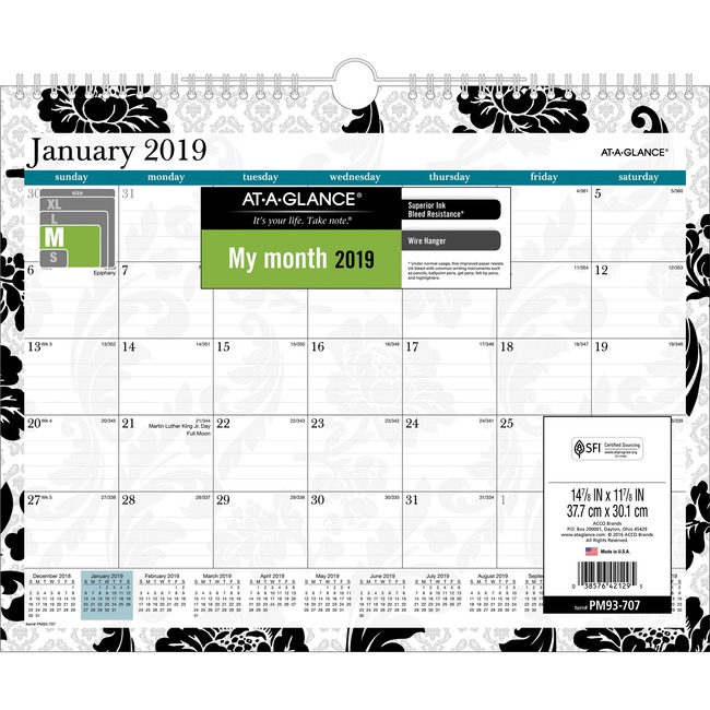 At-A-Glance Madrid Monthly Wall Calendar