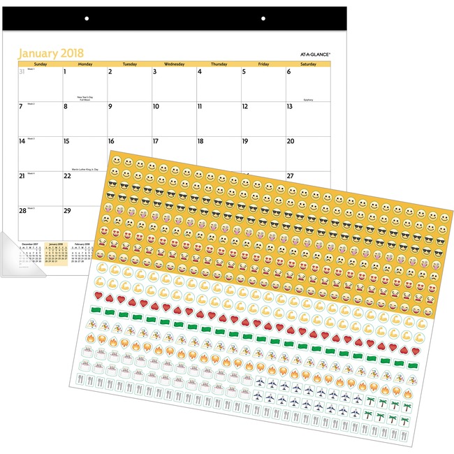 At-A-Glance Emoji Design Monthly Desk Pad