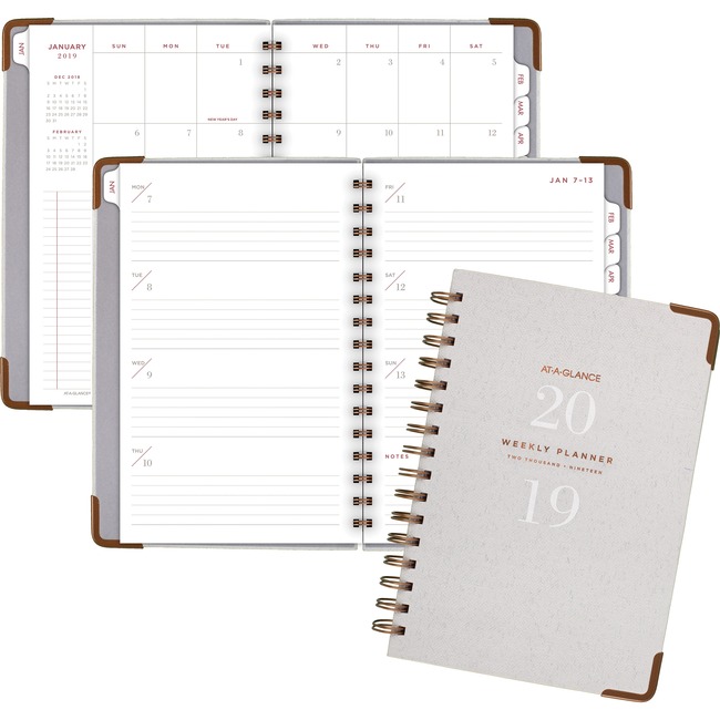 At-A-Glance Signature Collection Hardcover Wkly/Mthly Planner, Gray