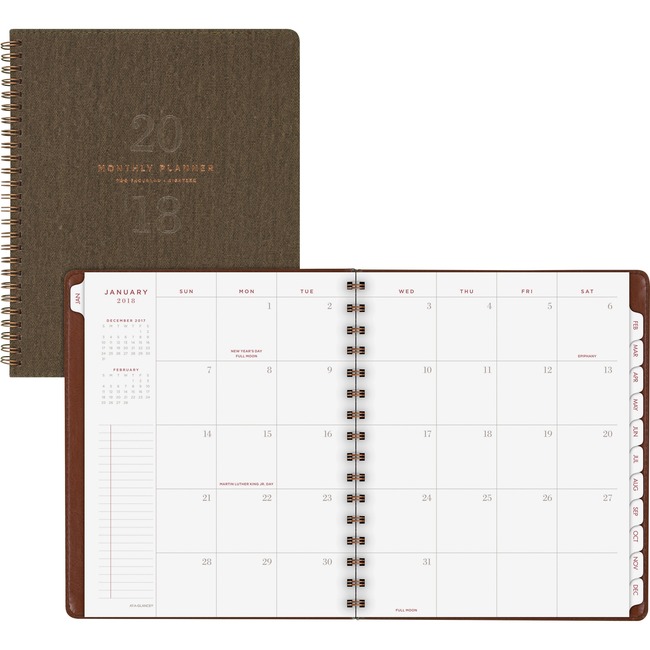 At-A-Glance Signature Collection Monthly Planner, Olive Green