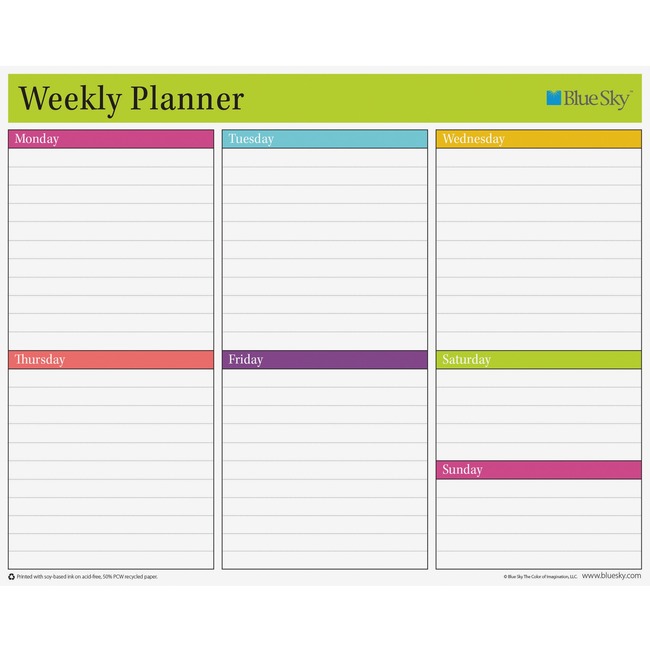 Blue Sky Colorful Stripe Teacher Wkly Planning Pad