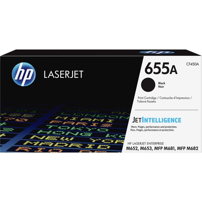HP 655A (CF450A) Toner Cartridge - Black - Laser - 12500 Pages - 1 Each