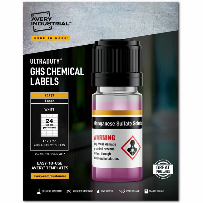 Avery UltraDuty GHS Chemical Labels