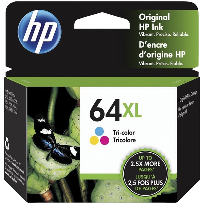 HP 64XL Original Ink Cartridge - Tri-color - Inkjet - High Yield - 415 Pages - 1 Each (N9J91AN#140)