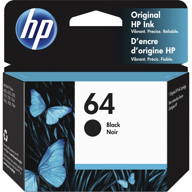 HP 64 Ink Cartridge - Black - Inkjet - 200 Pages - 1 Each