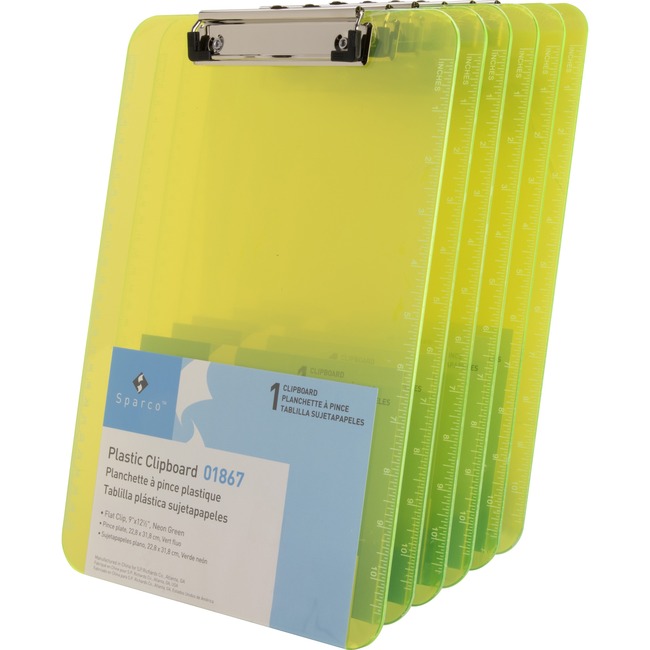 Sparco Transparent Plastic Clipboards with Flat Clip