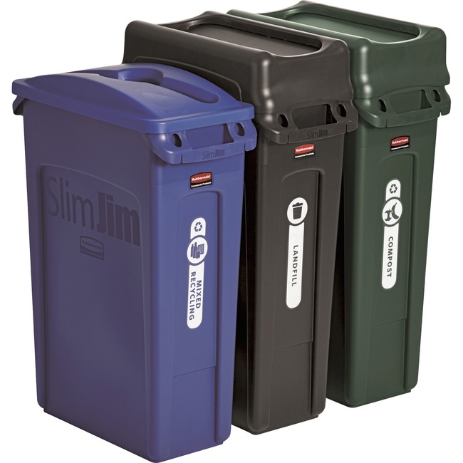 Rubbermaid Commercial Slim Jim 3-container Recycling Set