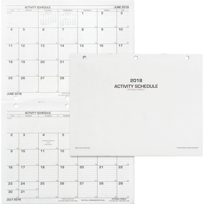 Unicor Fed Flip Style Activity Schedule Calendar