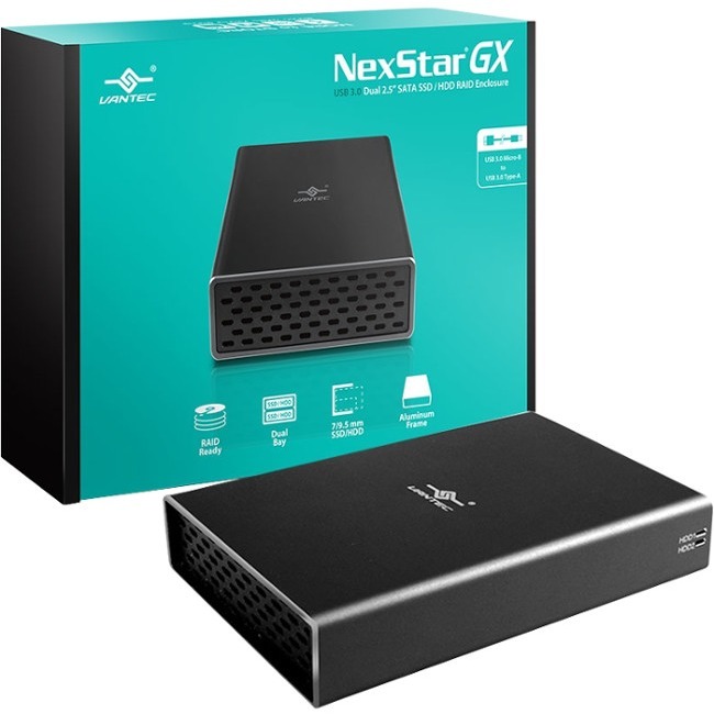 Vantec NexStar GX USB 3.0 Dual 2.5 Inches SATA SSD/HDD RAID Enclosure