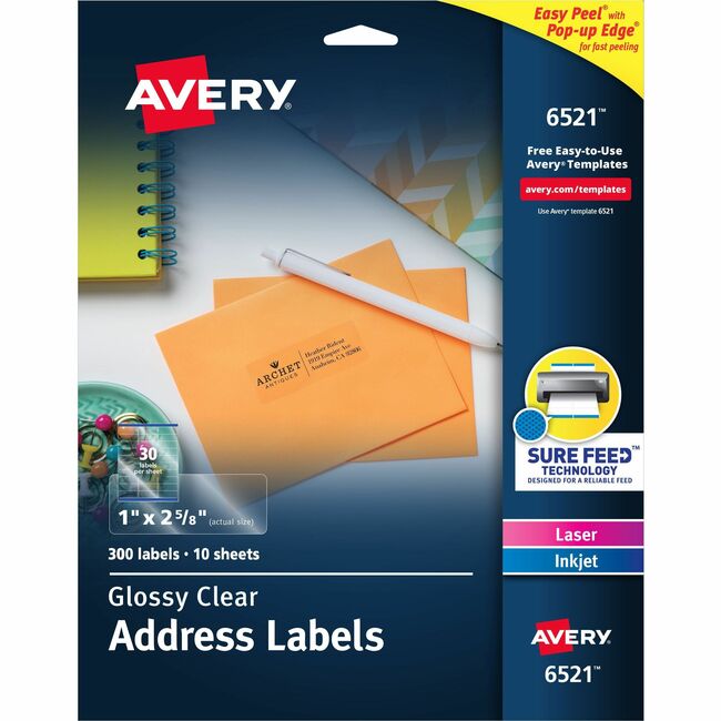 Avery Easy Peel High Gloss Clear Mailing Labels