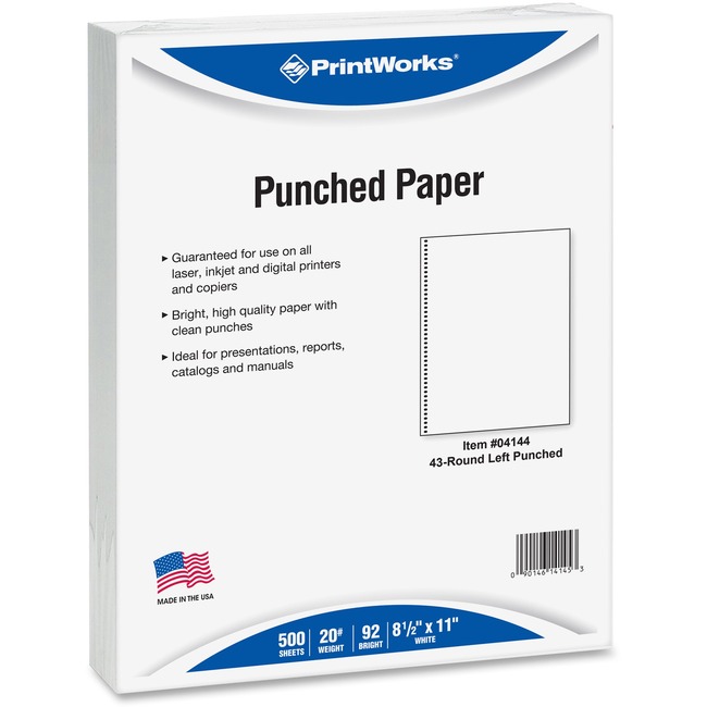 PrintWorks Professional 43-Hole Pre-Punched Spiral Coil Paper for Presentations, Booklets & More