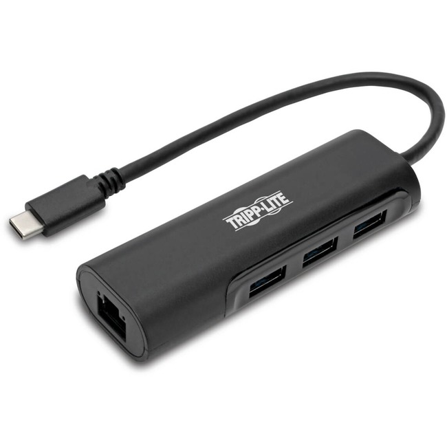 Tripp Lite USB C Multiport Hub Adapter w/ 3 USB-A, Gbe Black USB Type C