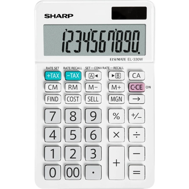 Sharp 10 Digit Angled Business Calculator - White