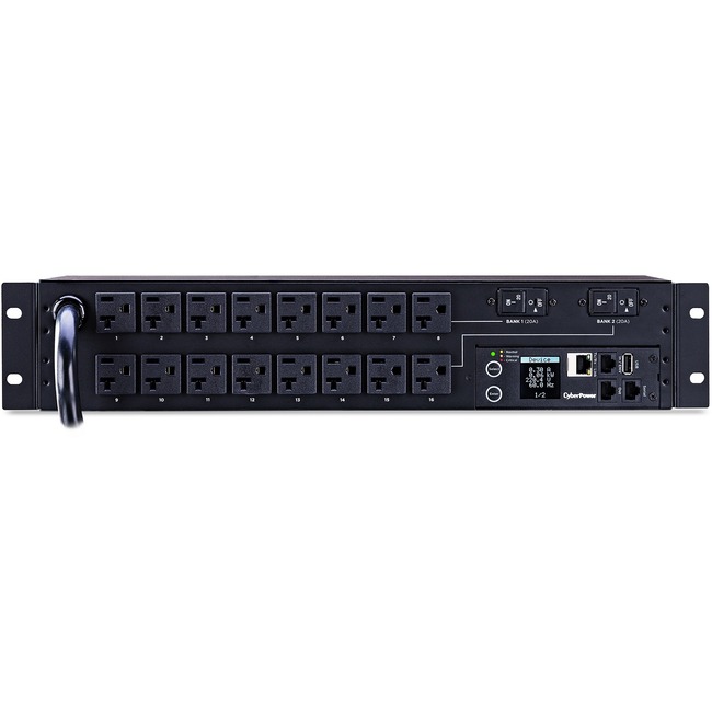 CyberPower PDU31003 Monitored PDU, 100-120V, 30A, 16 NEMA 5-20R Outlets, 2U Rackmount - Monitored - NEMA L5-30P - 16 x NEMA 5-20R - 120 V AC - Network (RJ-45) - 2U - Rack-mountable