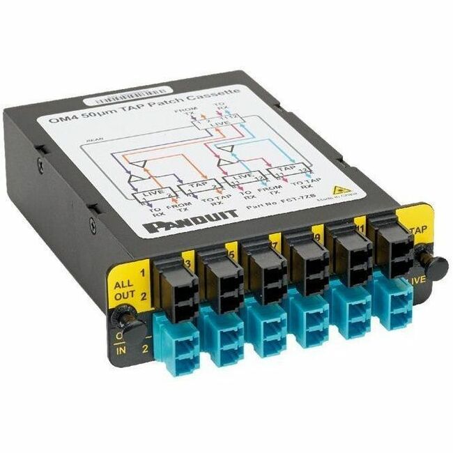 Panduit OptiCom TAP Cassette OM4, MPO live in, LC TAP out, LC Live out, 70/30 Split