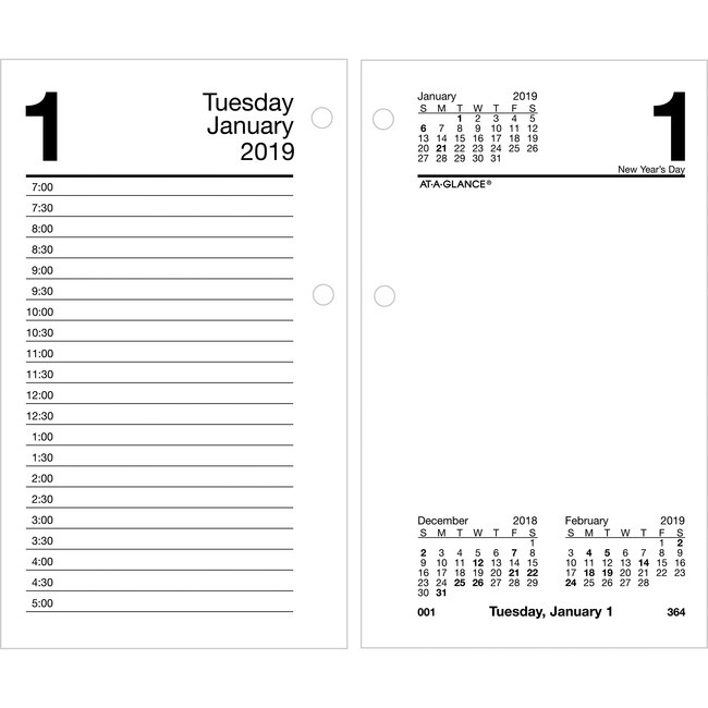 At-A-Glance Loose-leaf Daily Desk Calendar Refill